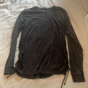 Grey acid wash PINK ping sleeve top